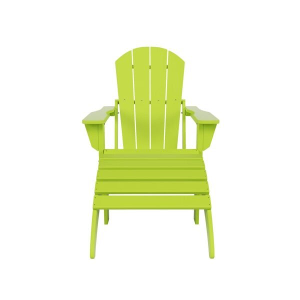 Outdoor Adirondack Chair & Ottoman Set – Lime