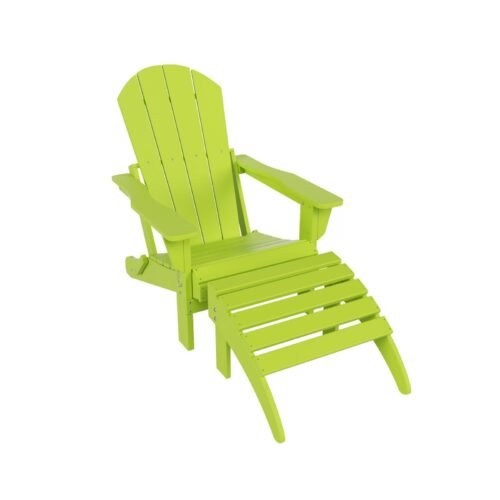 Outdoor Adirondack Chair & Ottoman Set – Lime